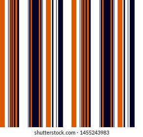 Stripe seamless pattern with Navy blue, Orange and white colors vertical parallel stripes.Vector abstract background.