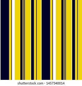 Stripe seamless pattern with Navy blue, Yellow and white colors vertical parallel stripes.Vector abstract background.