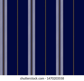 Stripe seamless pattern with Navy blue, Yellow and white colors vertical parallel stripes.Vector abstract background.