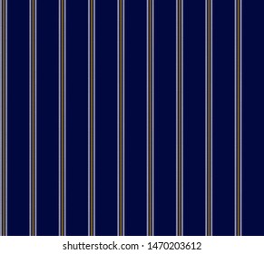 Stripe seamless pattern with Navy blue, Yellow and white colors vertical parallel stripes.Vector abstract background.