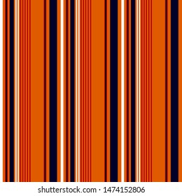 Stripe seamless pattern with Navy blue, Red, Orange and white colors vertical parallel stripes.Vector abstract background.