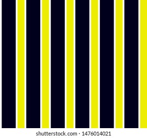 Stripe seamless pattern with Navy blue, Yellow and white colors vertical parallel stripes.Vector abstract background.