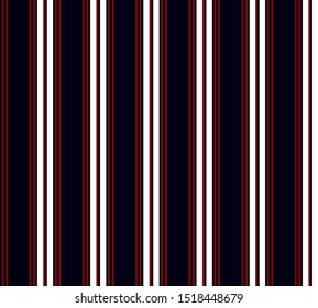 Stripe seamless pattern with Navy blue, Red and White colors vertical parallel stripes.Vector stripe pattern abstract background.