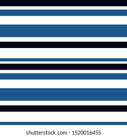 Stripe seamless pattern with Navy blue, Blue and White horizontal parallel stripe.Vector abstract background.
