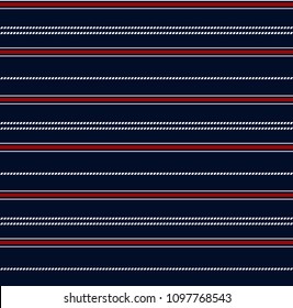 Stripe seamless pattern. with navy blue,red and white  horizontal parallel stripes. abstract background.