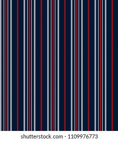 Stripe seamless pattern with navy blue,red and white vertical parallel stripe.abstract background.Design for textile,fashion,backdrop,wallpaper