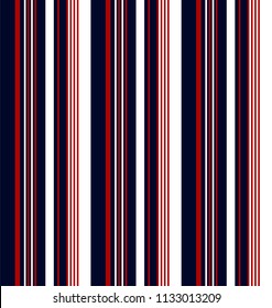 Trazado sin fisuras con banda paralela azul marino, rojo y blanco.Fondo abstracto vectorial.