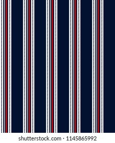 Stripe seamless pattern with navy blue,red and white vertical parallel stripe.Vector stripe pattern abstract background.