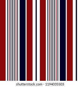 Stripe Seamless Pattern With Navy Blue,red And White Colors Vertical Parallel Stripes.Vector Pattern Stripe Abstract Background.