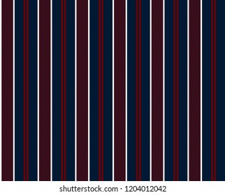Stripe seamless pattern with navy blue,red and white colors vertical parallel stripe.Vector abstract background.