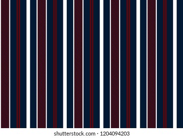 Stripe seamless pattern with navy blue,red and white colors vertical parallel stripe.Vector abstract background.
