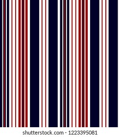 Stripe seamless pattern with navy blue,red and white vertical parallel stripe.Vector pattern stripe abstract background.
