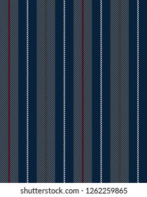 Stripe seamless pattern with navy blue,red,grey and white vertical parallel stripes.Vector background.