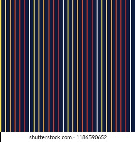 Stripe seamless pattern with navy blue,yellow,red and white colors vertical parallel stripe.Vector stripe pattern abstract background.