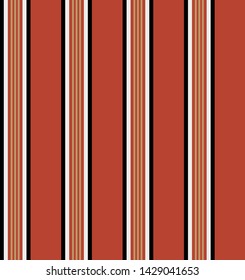 Stripe seamless pattern with Orange, Gold, Black and white colors vertical parallel stripes.Vector abstract background.