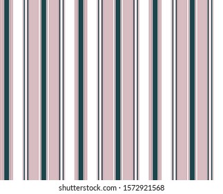 Stripe seamless pattern with Pink, Green and White vertical parallel stripes.Vector abstract background.