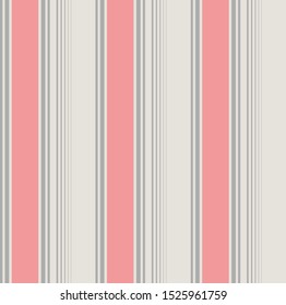 Stripe seamless pattern with Pink, Grey and Beige colors vertical parallel stripes.Vector abstract background.