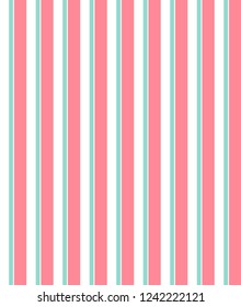Stripe seamless pattern with pink,blue and white vertical parallel stripes.Vector illustration.