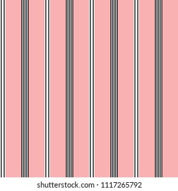 Stripe seamless pattern with pink,white and black vertical parallel stripe.Abstract background.