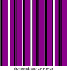 Stripe seamless pattern with Proton Purple,black and white colors vertical parallel stripes.Vector stripe background.