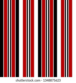 Stripe seamless pattern with red, black and white colors vertical parallel stripes.Vector abstract background.