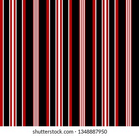 Stripe seamless pattern with red, black and white colors vertical parallel stripes.Vector abstract background.