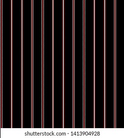 Stripe seamless pattern with Red, Black and White colors vertical parallel stripes.Vector abstract background.