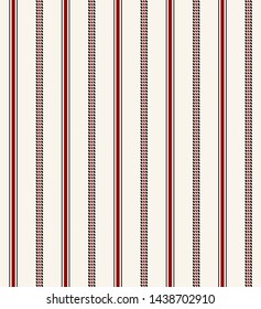 Stripe seamless pattern with Red, Black and beige colors vertical parallel stripes.Vector abstract background.