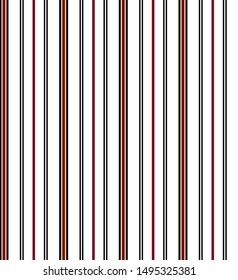 Stripe seamless pattern with Red, Black, Yellow and White colors vertical parallel stripes.Vector abstract background.
