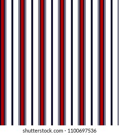 Stripe seamless pattern with red, navy blue and white vertical parallel stripe.Abstract background.