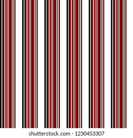 Stripe seamless pattern with red,black and white vertical parallel stripes.Vector pattern stripe abstract background.