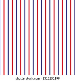 Stripe seamless pattern with red,blue and white vertical parallel stripe.Vector abstract background. eps10