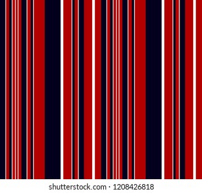 Stripe seamless pattern with Red,navy blue and white vertical parallel stripe.Vector abstract background.
