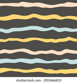 Stripe seamless pattern. Retro background with hand-drawn lines. Minimalistic Scandinavian style in pastel colors. Ideal for printing baby clothes, textiles, fabrics, wrapping paper