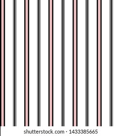 Stripe seamless pattern with White, Black and Pink colors vertical parallel stripes.Vector abstract background.
