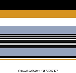 Stripe seamless pattern with Yellow, Grey, Black and White horizontal parallel stripes.Vector abstract background.