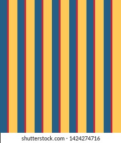 Stripe seamless pattern with Yellow, Red and Blue colors vertical parallel stripes.Vector abstract background.