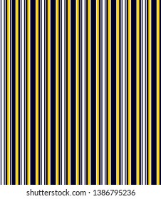 Stripe seamless pattern with Yellow, White and Navy blue colors vertical parallel stripes.Vector abstract background.