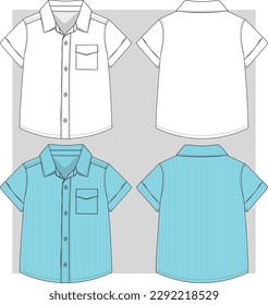 Stripe Shirt with half sleeve flat sketch