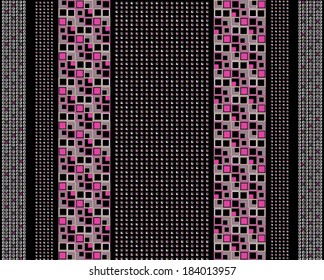 Stripe  and square patterned fabric vectoral print artwork. 