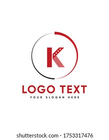 Stripe style letter type K logo template, Vector logo for business and company identity 