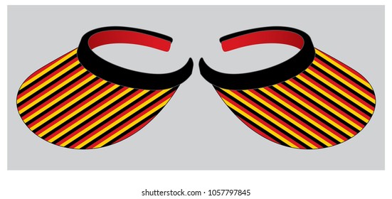 Stripe Sun Visor Cap Design Brim Wide Style Vector.