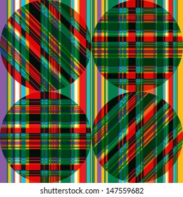 Stripe tartan Pattern mixed with Circles