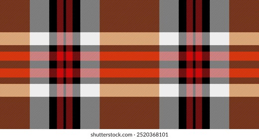 Stripe tartan fundo sem emenda, padrão de tecido xadrez expressivo. A textura têxtil do vetor da curva verifica em cores pretas e laranja.