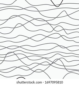 Stripe texture. Linear pattern. Line art. Hand drawn waves. Seamless pattern. Print for postcards, posters, banners, scrapbooking. Wavy background
