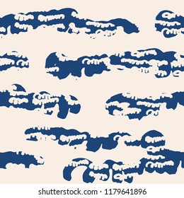 Stripe texture pattern. Indigo japanese watercolor seamless print. Organic shibori vector tie dye background. Japan rustic batik fabric. Traditional modern abstract tile. Psychedelic folk design.