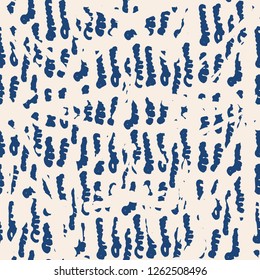 Stripe texture pattern. Indigo japanese watercolor seamless print. Organic shibori vector tie dye background. Japan rustic batik fabric. Traditional modern abstract tile. Psychedelic folk design.