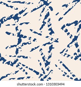 Stripe texture pattern. Indigo japanese watercolor seamless print. Organic shibori vector tie dye background. Japan rustic batik fabric. Traditional modern abstract tile. Psychedelic folk design.