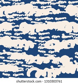 Stripe texture pattern. Indigo japanese watercolor seamless print. Organic shibori vector tie dye background. Japan rustic batik fabric. Traditional modern abstract tile. Psychedelic folk design.
