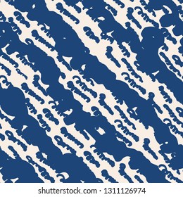 Stripe texture pattern. Indigo japanese watercolor seamless print. Organic shibori vector tie dye background. Japan rustic batik fabric. Traditional modern abstract tile. Psychedelic folk design.